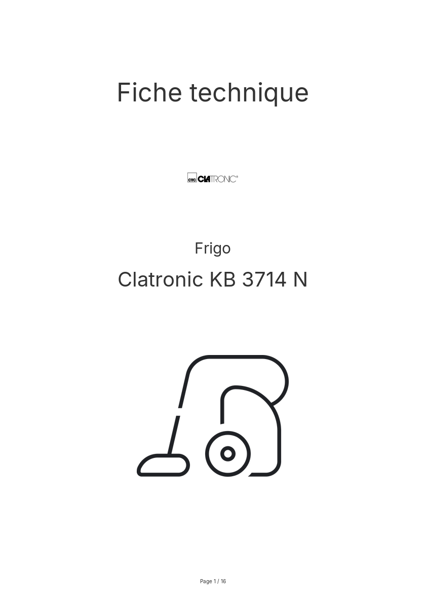 Page n°1 - Fiche technique Clatronic KB 3714 N