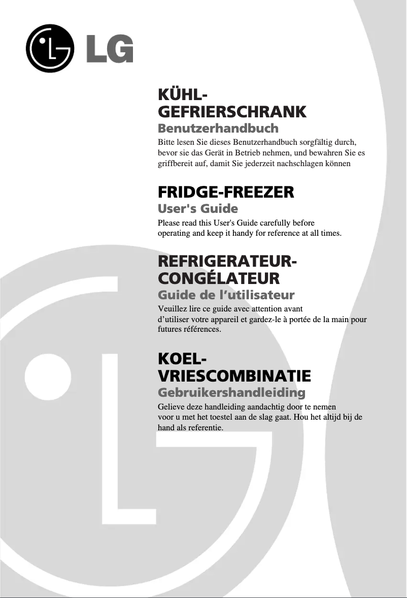 Image de la première page du manuel de l'appareil GR-B459BNGZ