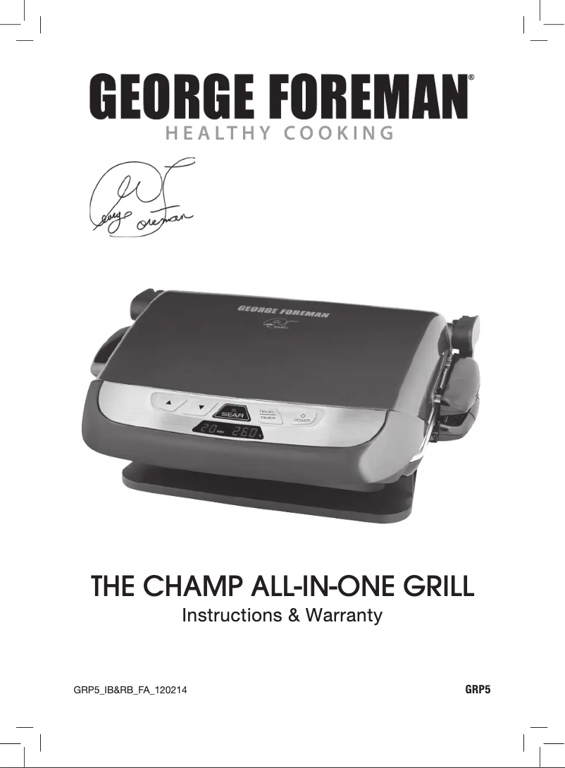 Página 1 del manual Manual de usuario George Foreman GRP5