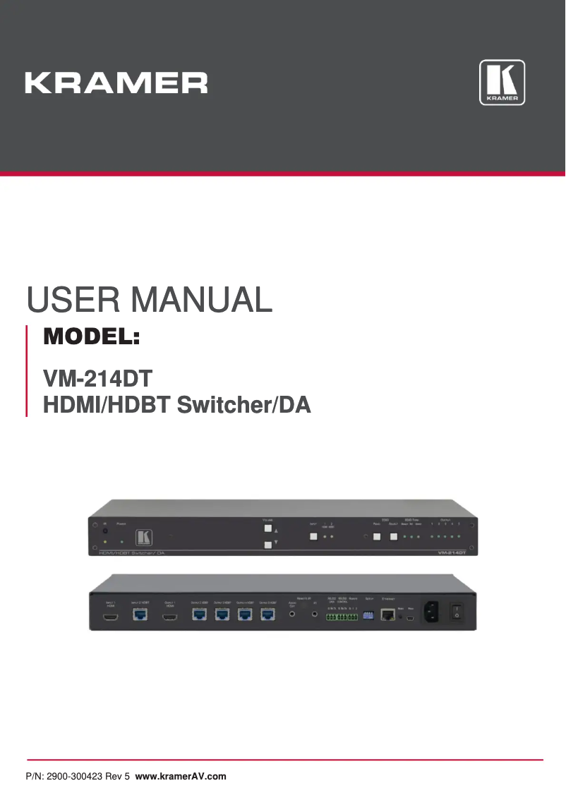 Page n°1 - Manuel utilisateur Kramer VM-214DT