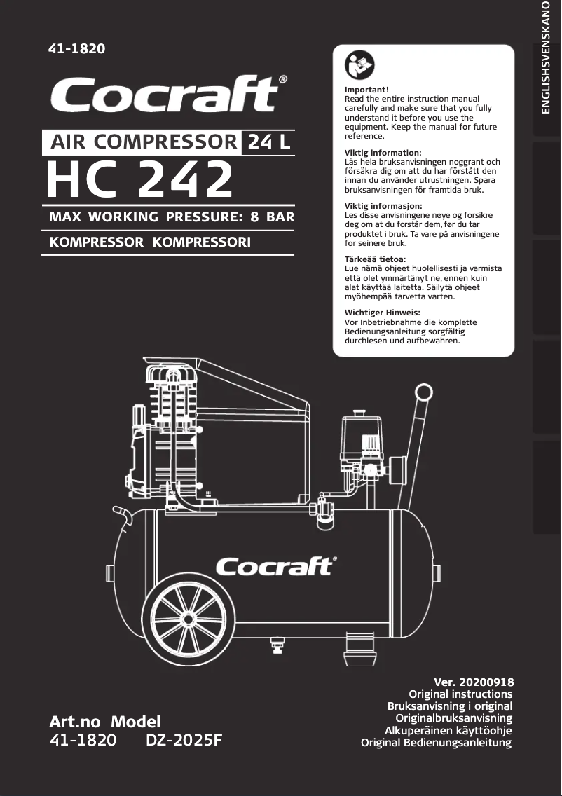 Page 1 de la notice Manuel utilisateur Cocraft HC 242