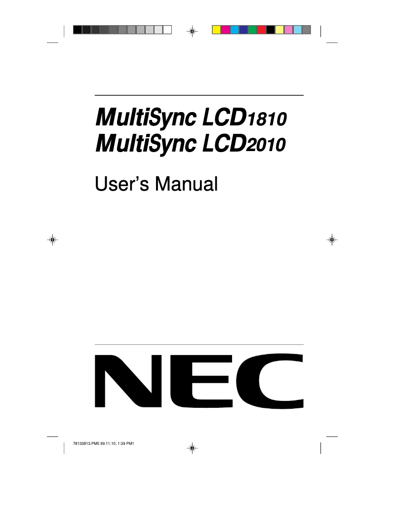 Página 1 del manual Manual de usuario NEC MultiSync LCD1810