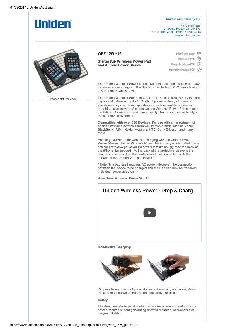 Page 1 de la notice Manuel utilisateur Uniden Starter Kit – iPhoneSleeve