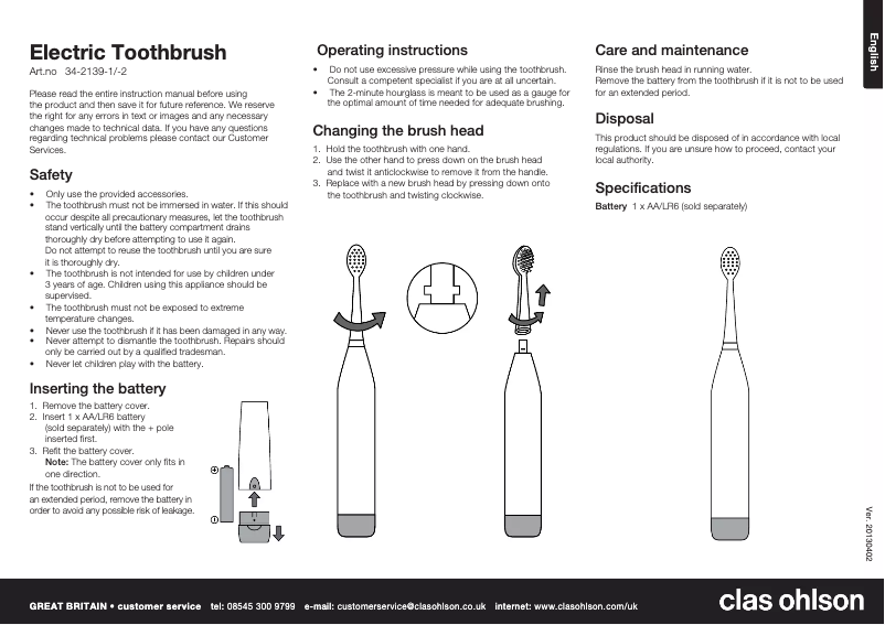 Page 1 de la notice Manuel utilisateur Clas Ohlson 34-2139