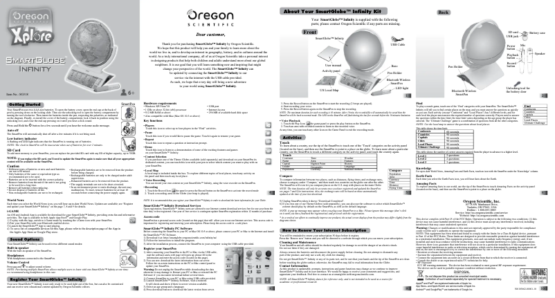 Page 1 de la notice Manuel utilisateur Oregon Scientific SmartGlobe Infinity SG318