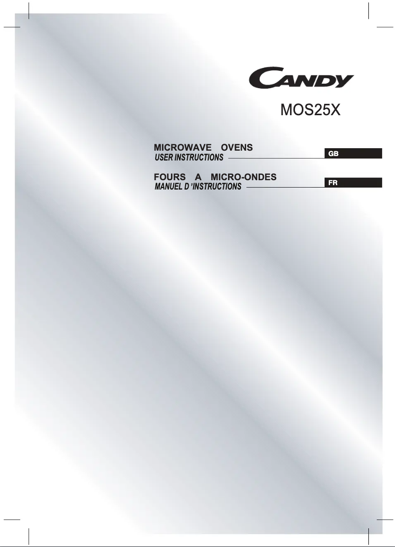 Page 1 de la notice Manuel utilisateur Candy MOS25X