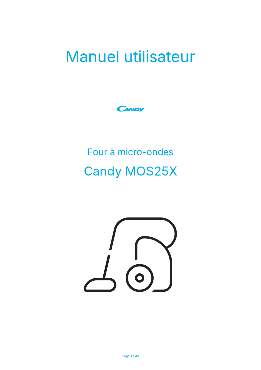 Page n°1 - Manuel utilisateur Candy MOS25X