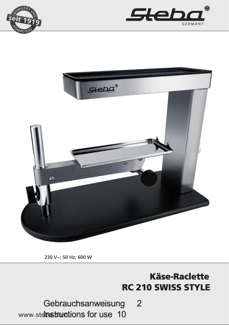 Page 1 de la notice Manuel utilisateur Steba RC 210