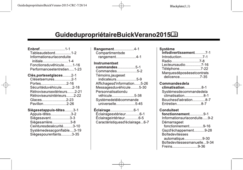 Página 1 del manual Manual de usuario Buick Verano (2015)