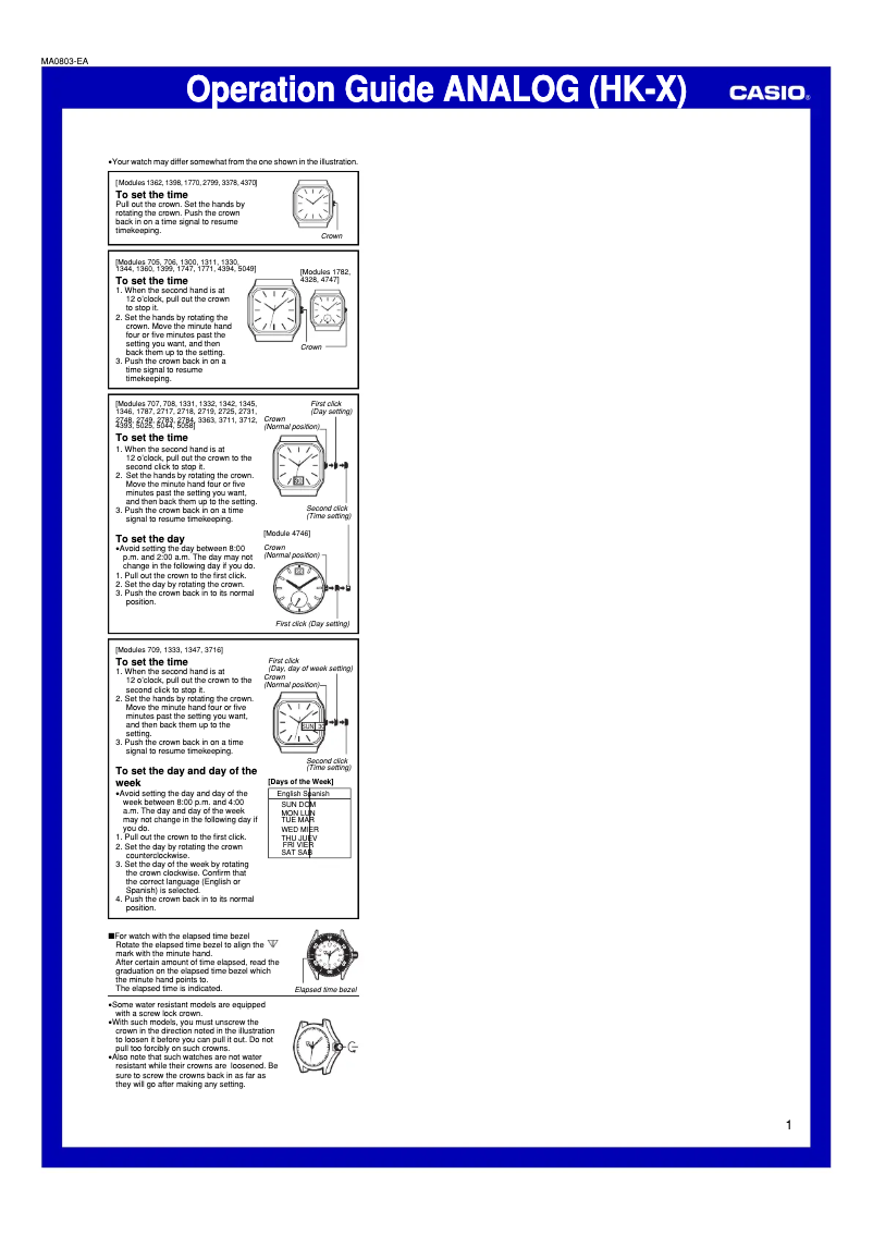 Page 1 de la notice Manuel utilisateur Casio Collection MTP-1291D-7AVEF
