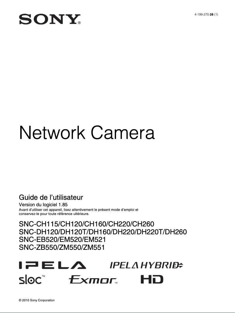 Page 1 de la notice Mode d'emploi Sony SNC-DH220