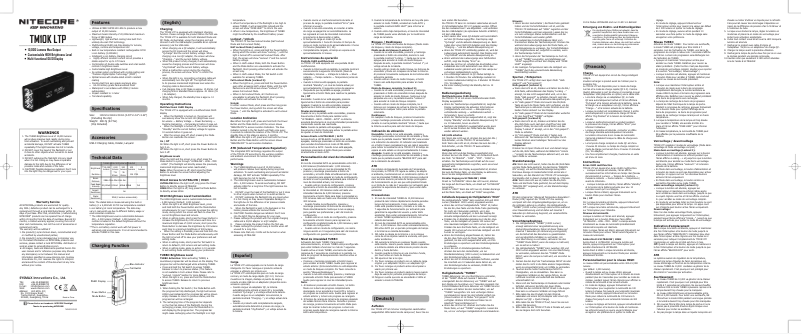 Page 1 de la notice Manuel utilisateur Nitecore TM10K LTP