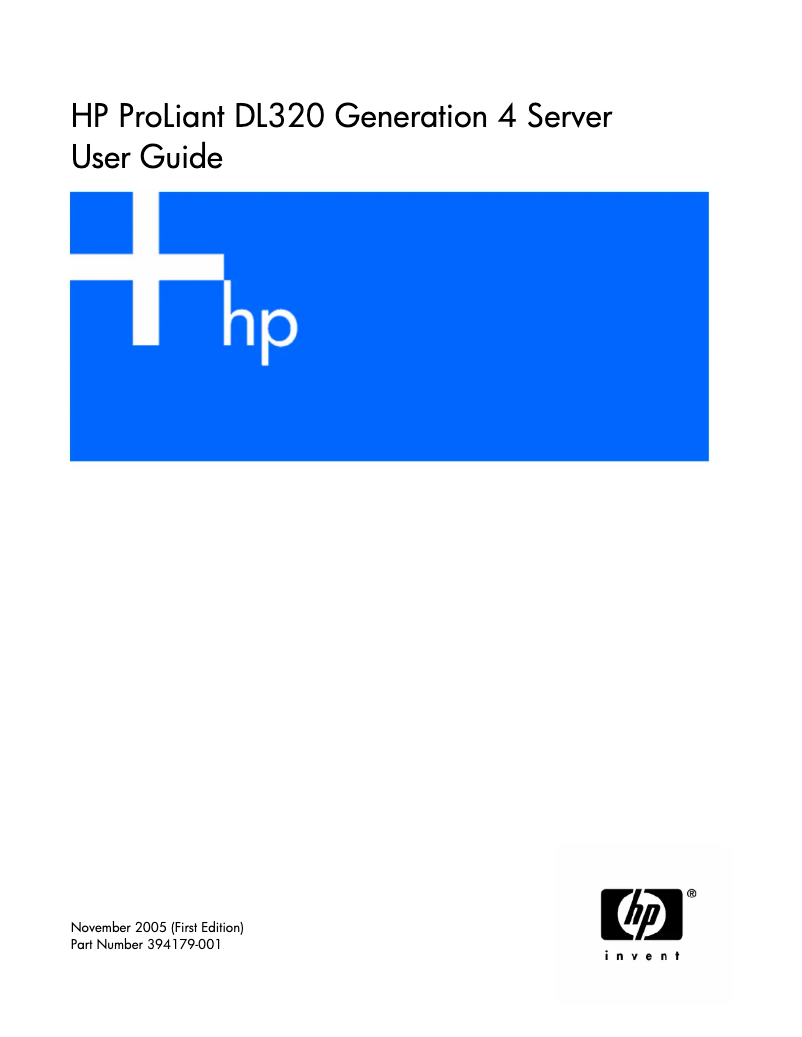Page 1 de la notice Manuel utilisateur HP ProLiant DL320 G4