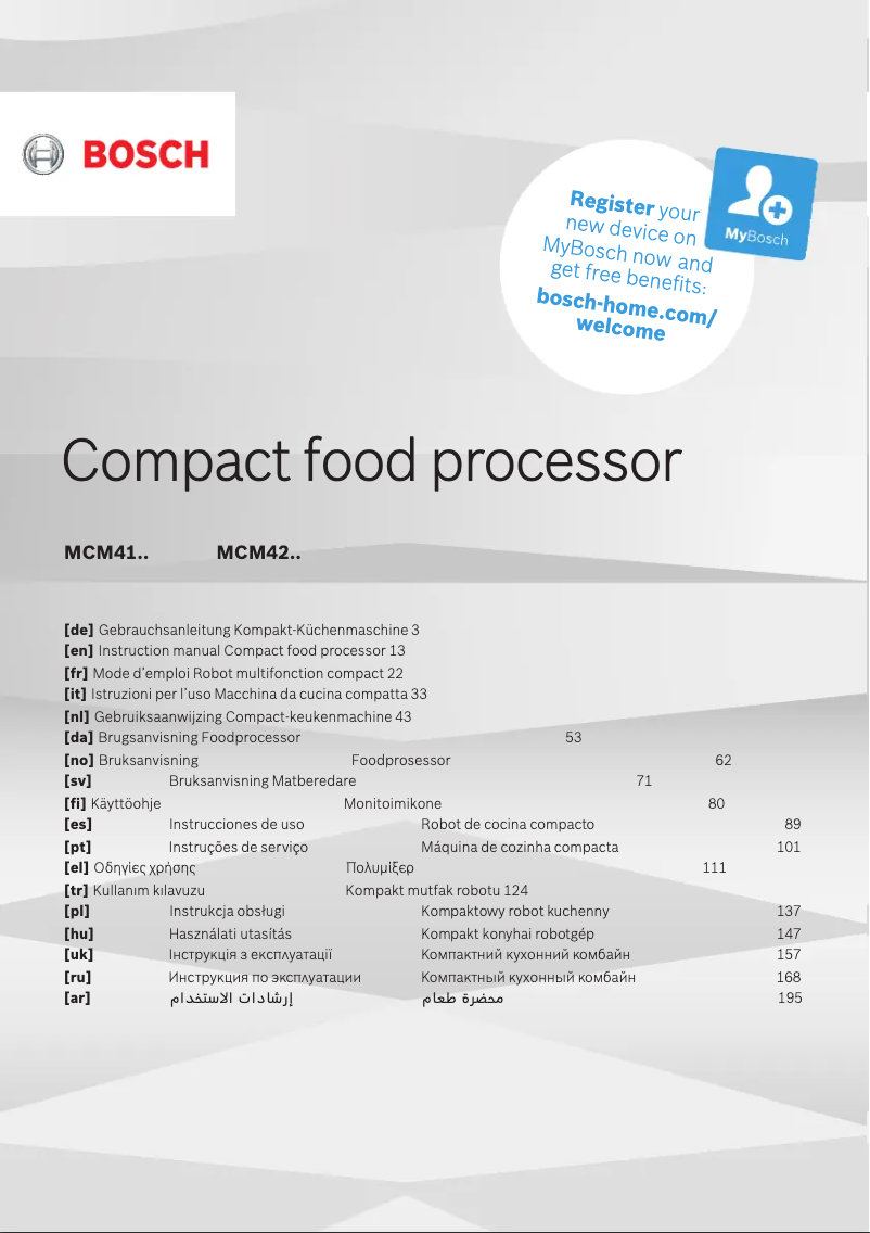 Page n°1 - Manuel utilisateur Bosch MCM42024