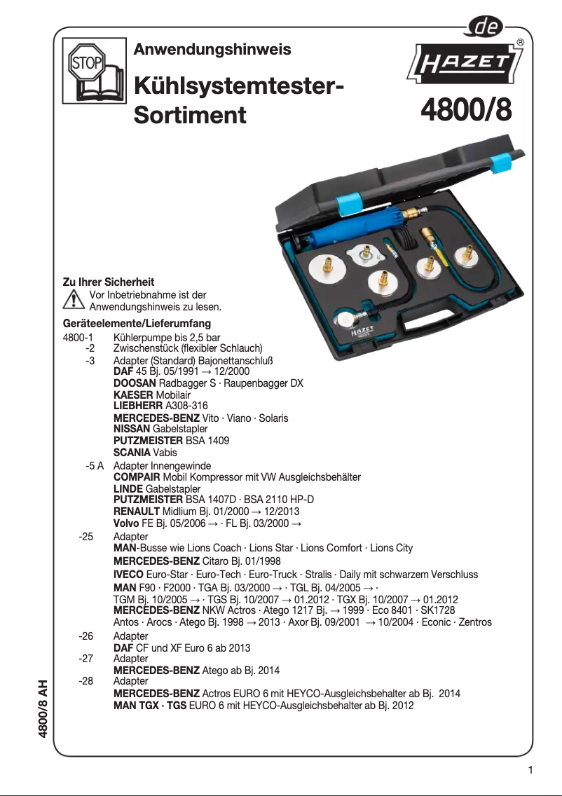 Page n°1 - Manuel utilisateur Hazet 4800/8