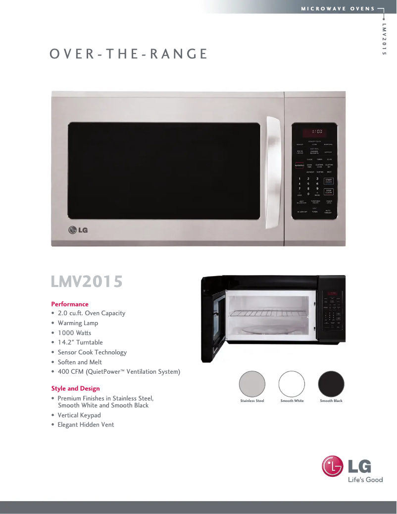 Page 1 de la notice Fiche technique LG LMV2015SB