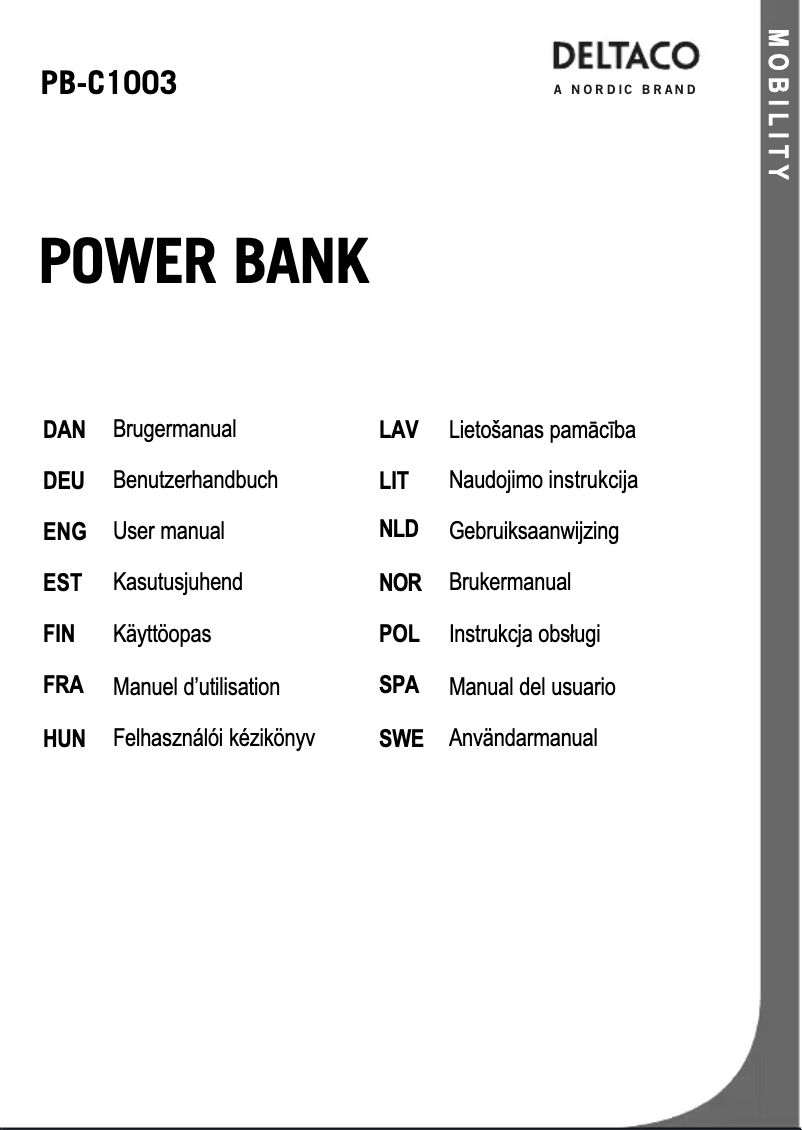 Page 1 de la notice Manuel utilisateur Deltaco C1003