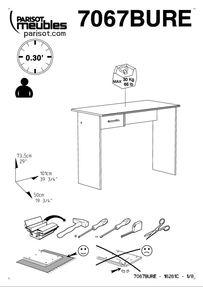Page n°1 - Manuel utilisateur Parisot School 7067BURE