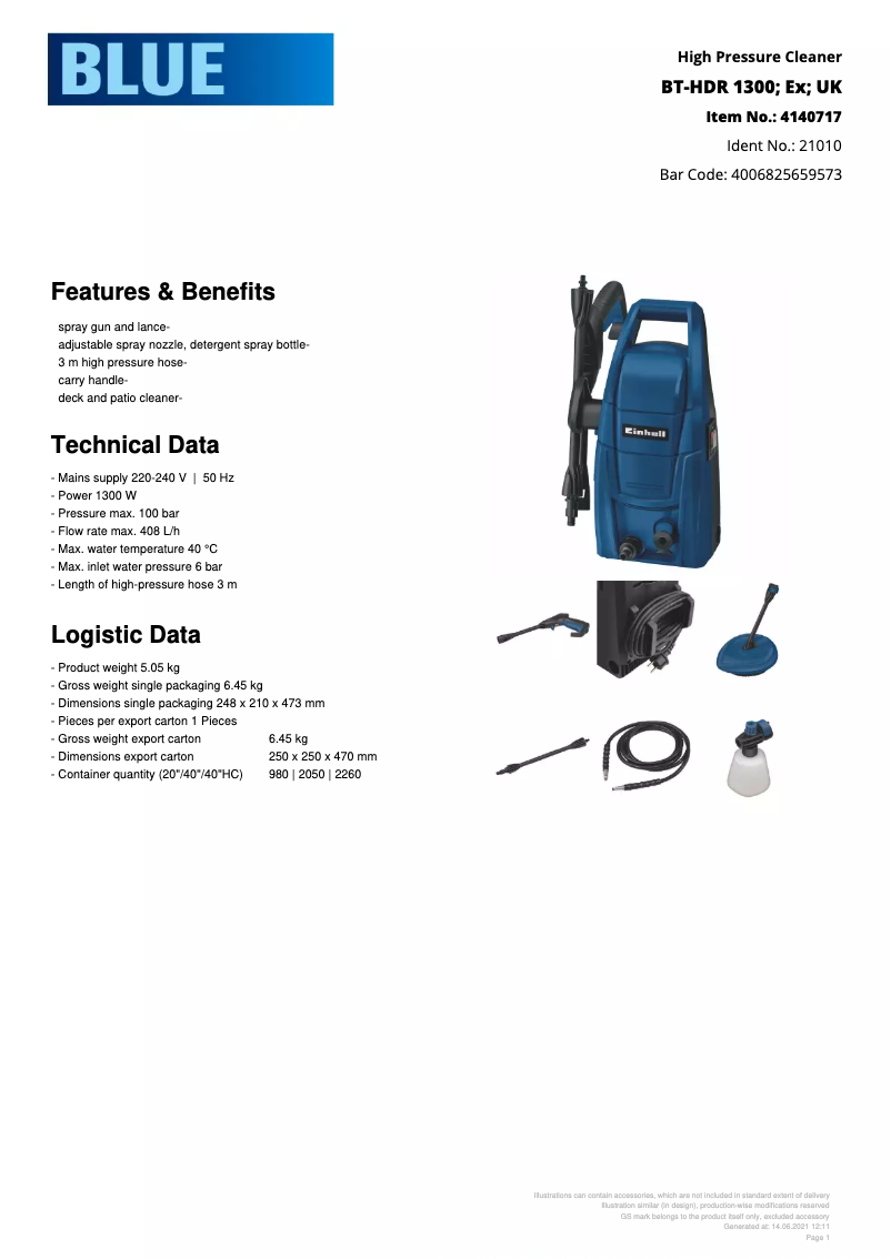 Image de la première page du manuel de l'appareil BT-HDR 1300