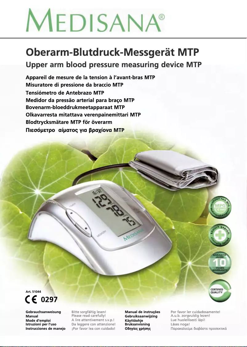 Page 1 de la notice Manuel utilisateur Medisana MTP
