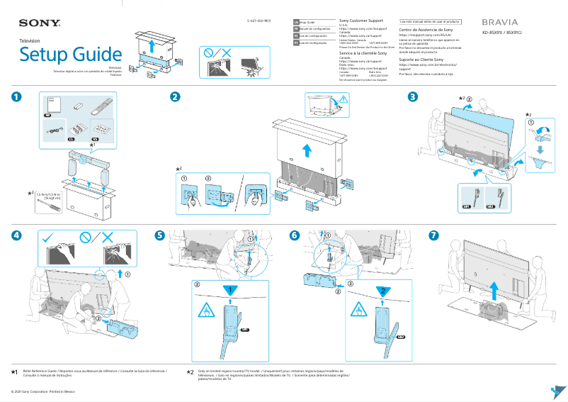 Page n°1 - Guide d'installation Sony KD-85X91J