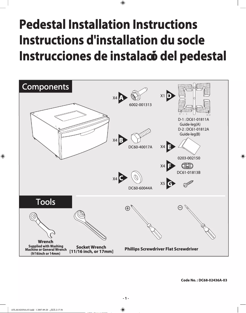 Page 1 de la notice Manuel utilisateur Samsung WE357A7P