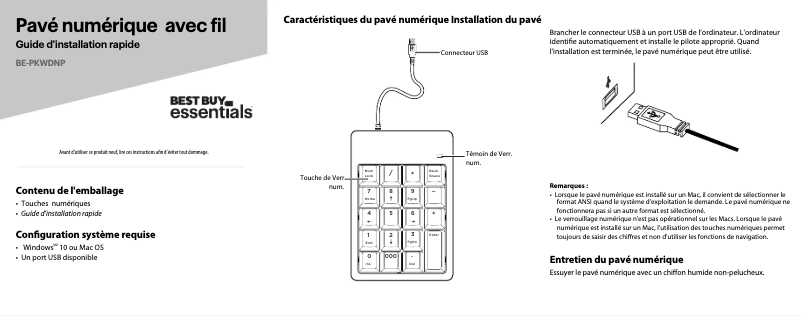 Page n°1 - Manuel utilisateur Best Buy BE-PKWDNP
