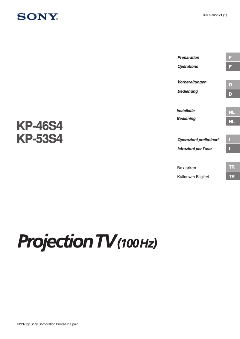 Página 1 del manual Manual de usuario Sony KP-53S4