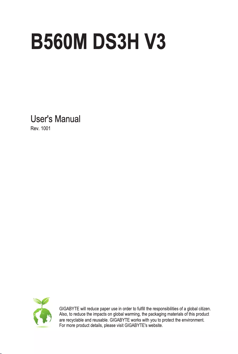 Image de la première page du manuel de l'appareil B560M DS3H V3