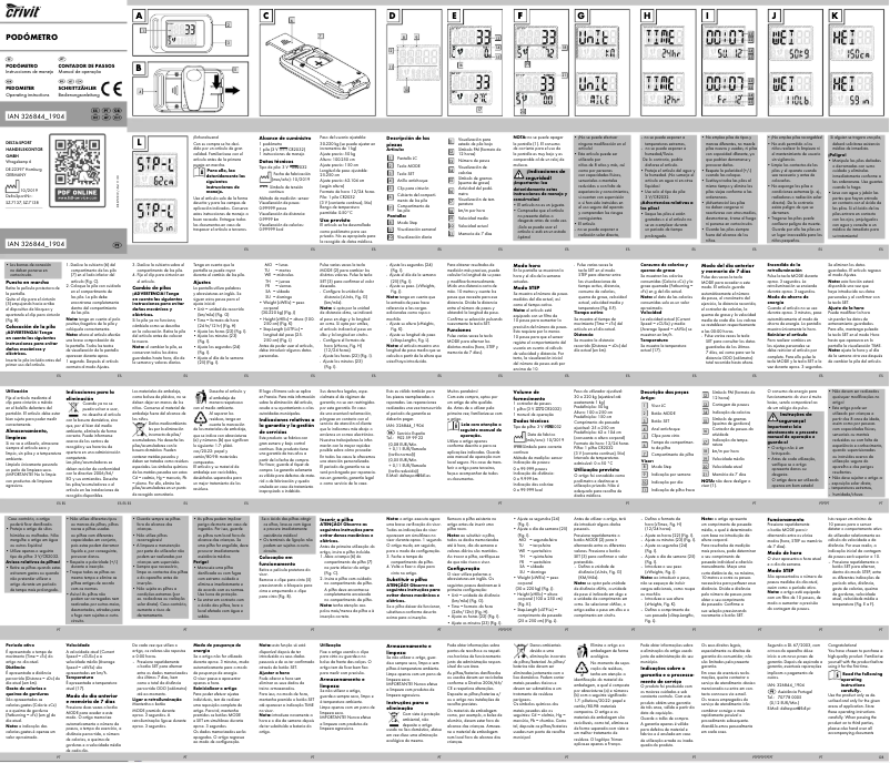 Page 1 de la notice Manuel utilisateur Crivit IAN 326844