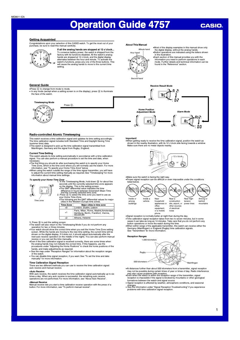 Page 1 de la notice Manuel utilisateur Casio 4757