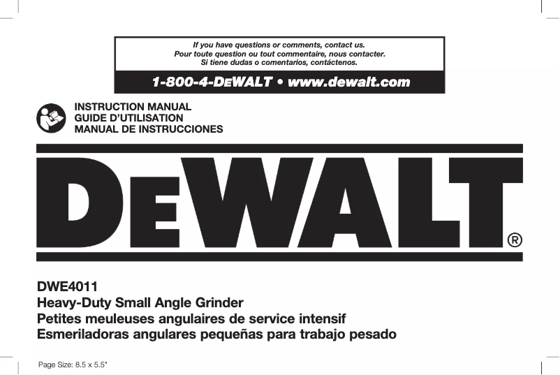 Page n°1 - Manuel utilisateur DeWalt DWE4011