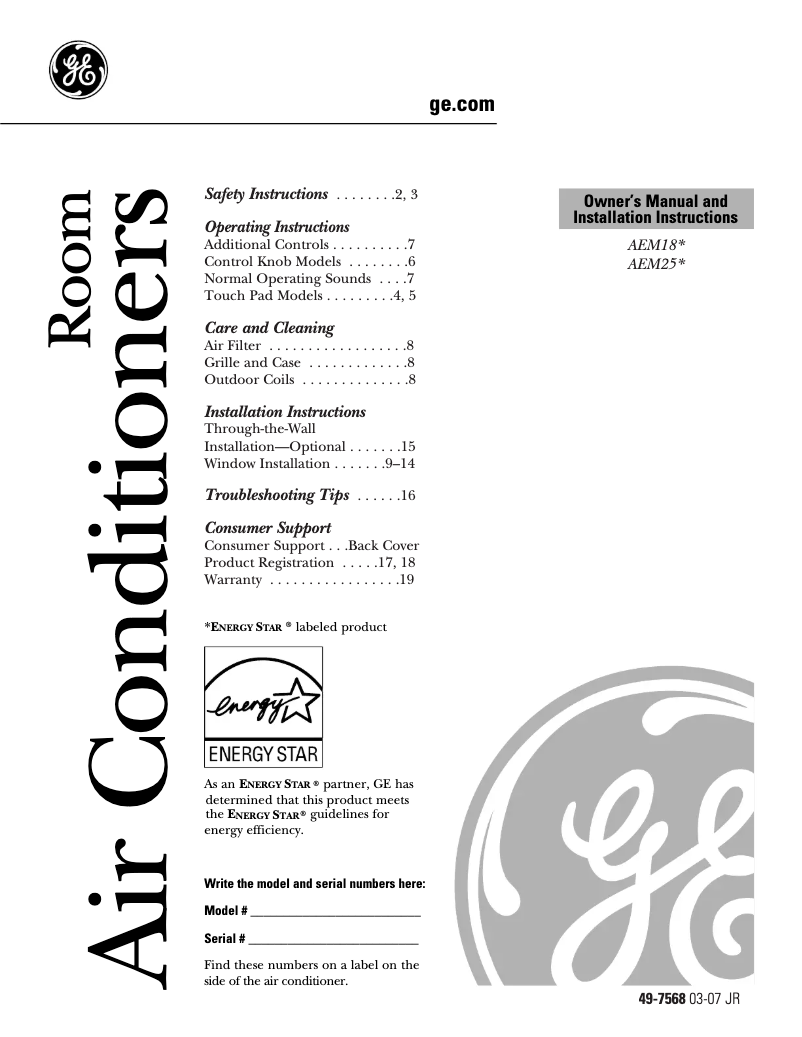 Imagen de la primera página del manual del dispositivo AEM18DK