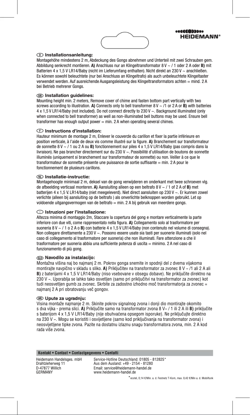 Page 1 de la notice Manuel utilisateur Heidemann 70161