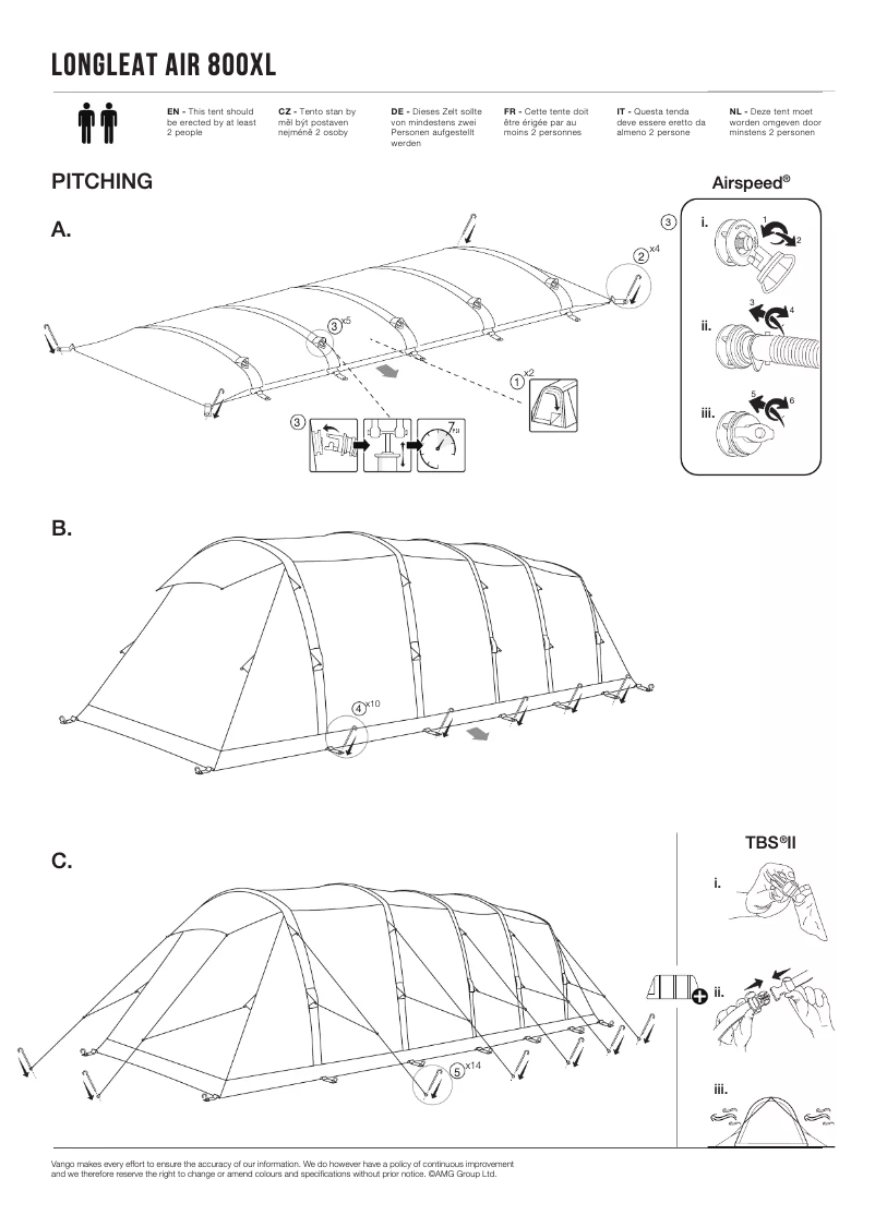 Page 1 de la notice Manuel utilisateur Vango Longleat Air 800XL