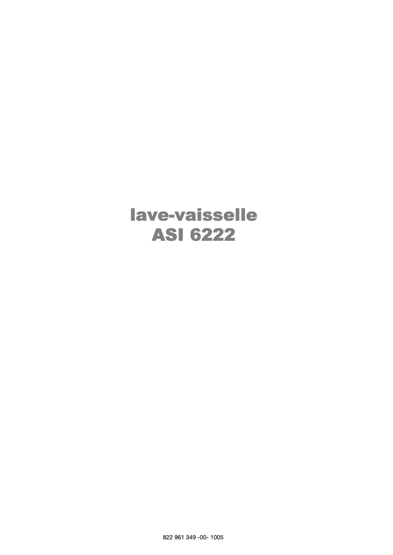 Page 1 de la notice Manuel utilisateur Arthur Martin-Electrolux ASI 6222 W