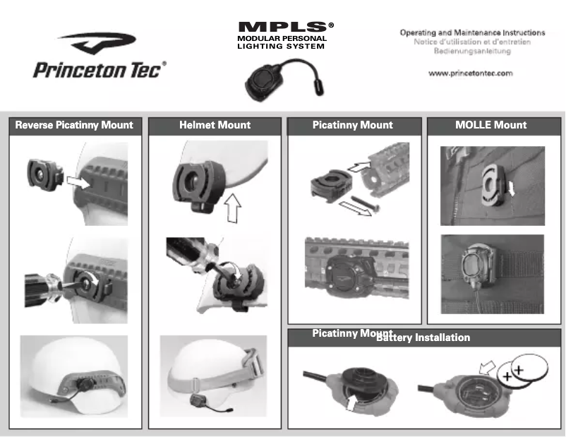 Page 1 de la notice Manuel utilisateur Princeton Tec Point MPLS
