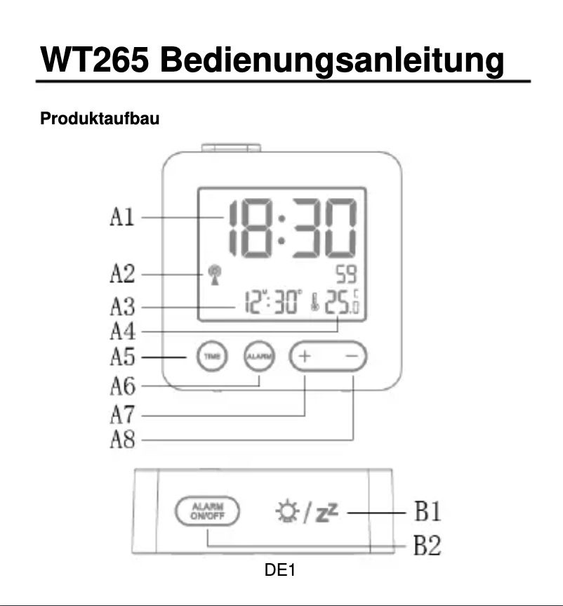 Image de la première page du manuel de l'appareil WT 265