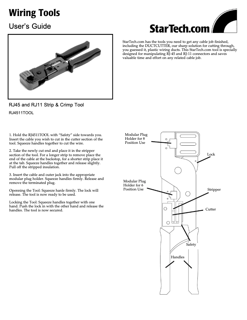 Page 1 de la notice Manuel utilisateur StarTech.com RJ4511TOOL