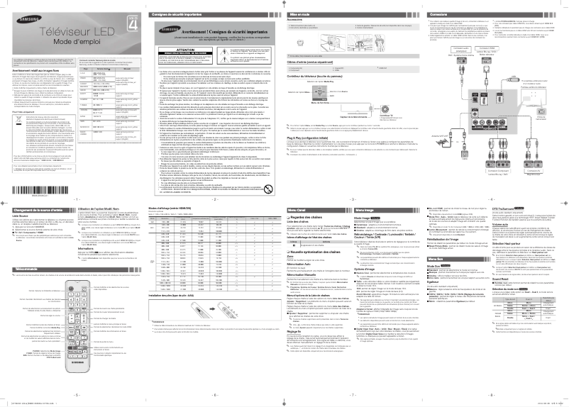 Page 1 de la notice Manuel utilisateur Samsung UA32FH4003R