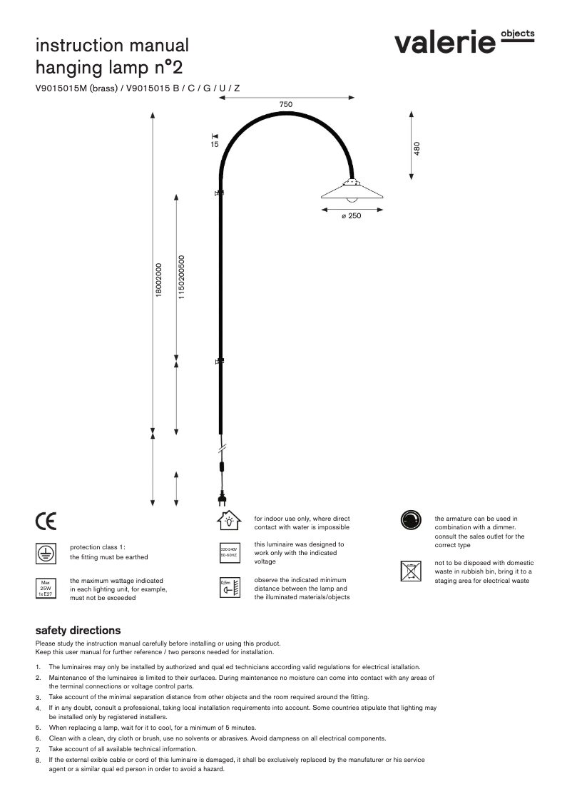 Page n°1 - Manuel utilisateur Valerie Objects V9015015M