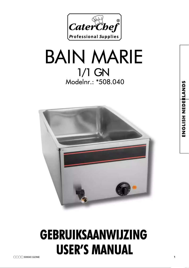 Page 1 de la notice Manuel utilisateur CaterChef 508040