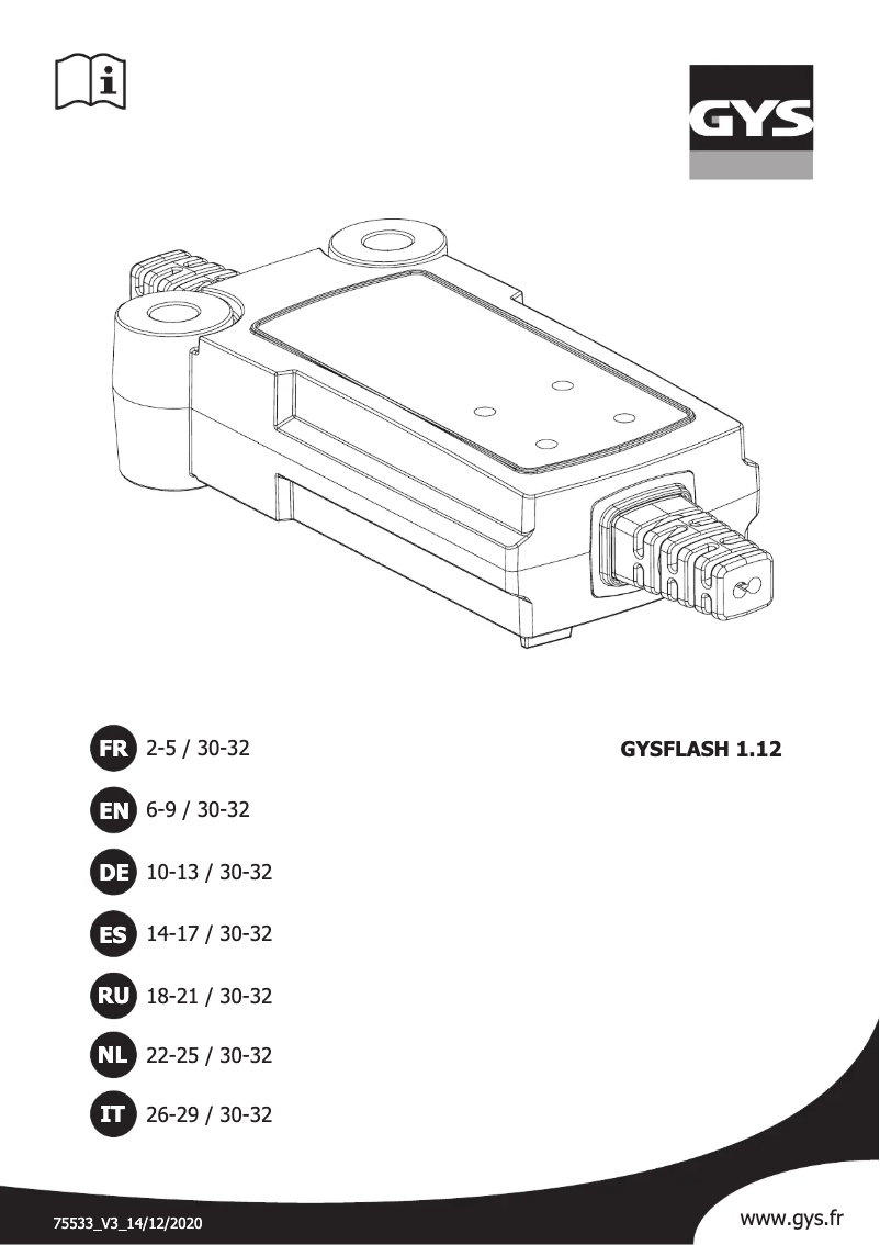 Page 1 de la notice Manuel utilisateur GYS Gysflash 1.12