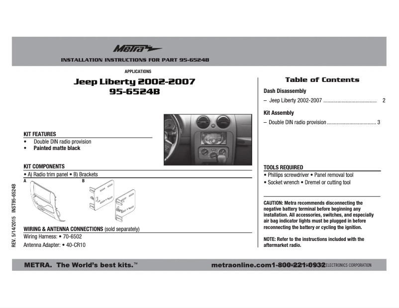 Image de la première page du manuel de l'appareil 95-6524B