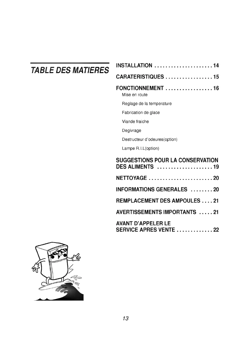 Page 1 de la notice Manuel utilisateur LG GR-532T