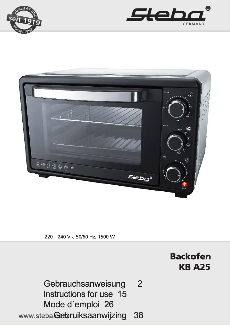 Page n°1 - Manuel utilisateur Steba KB A25