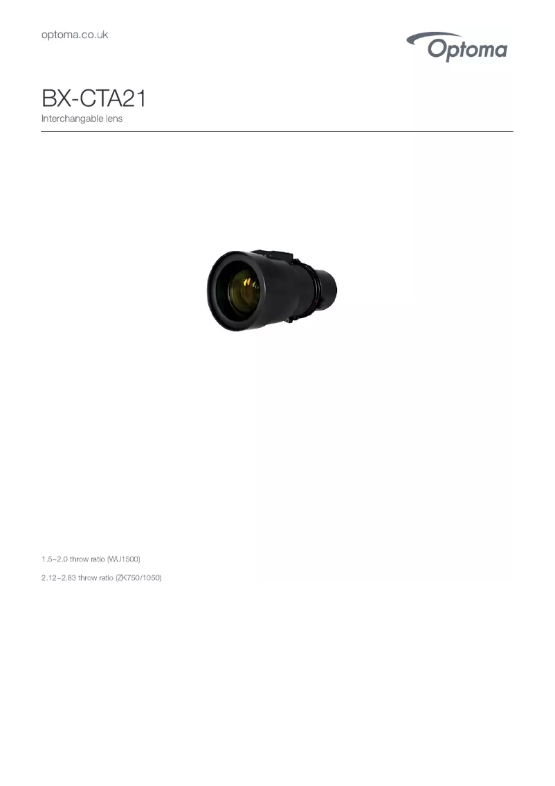 Page n°1 - Manuel utilisateur Optoma BX-CTA21