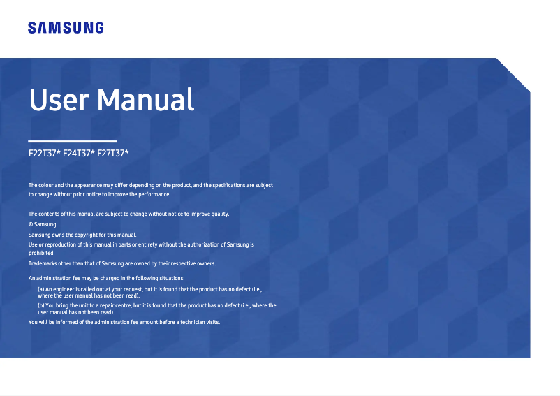 Page 1 de la notice Manuel utilisateur Samsung LF24T370FWR
