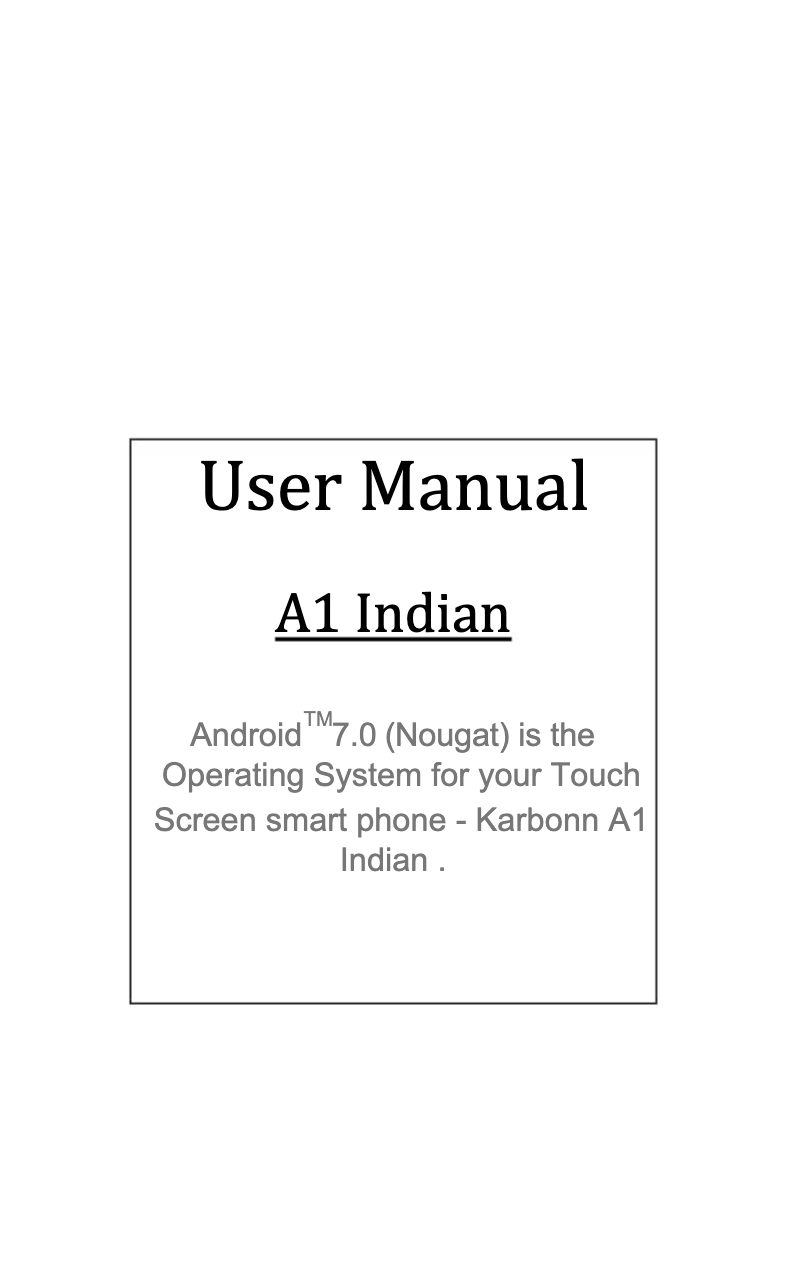 Image de la première page du manuel de l'appareil A1 Indian