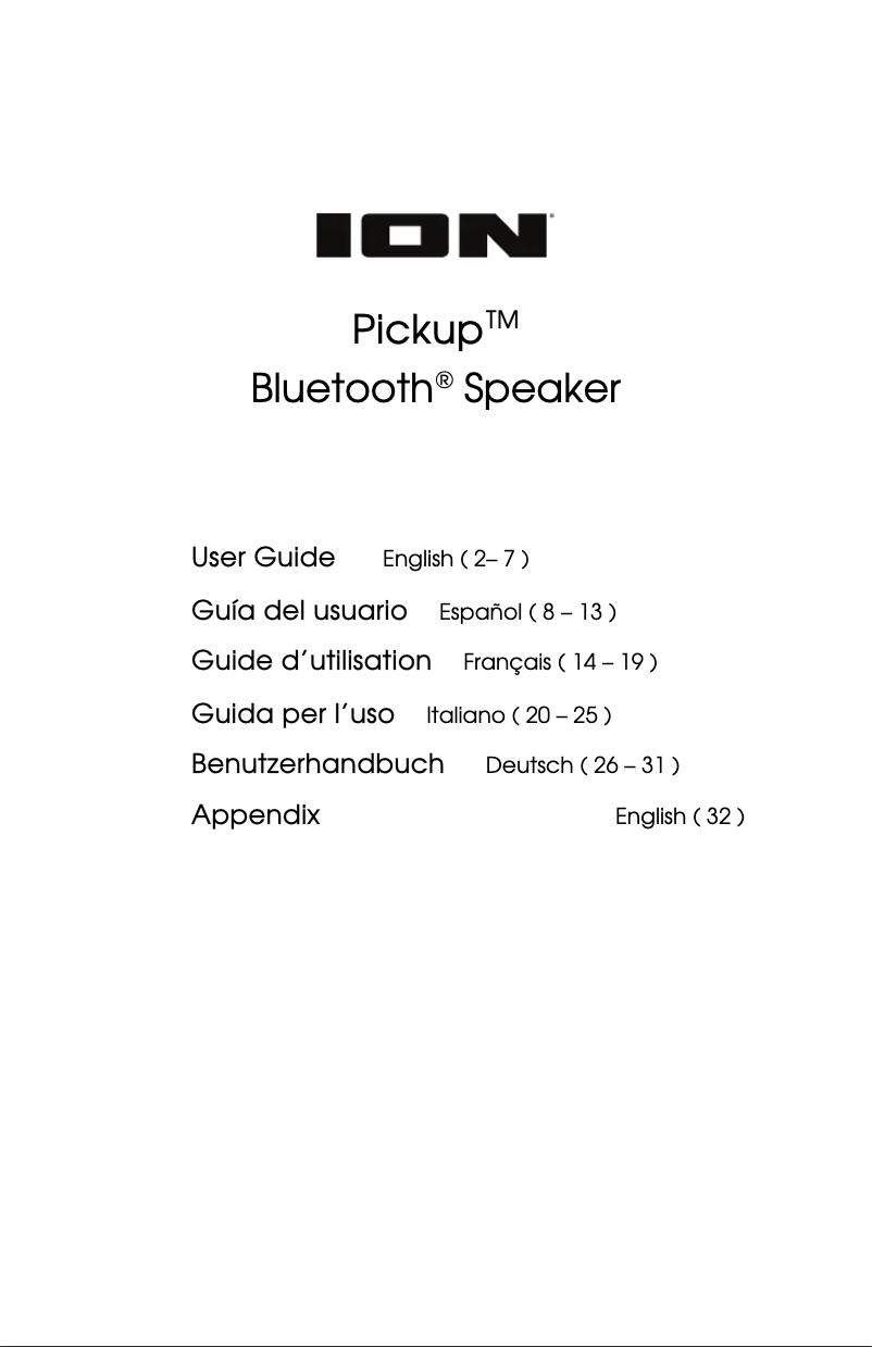 Page 1 de la notice Manuel utilisateur ION Pickup